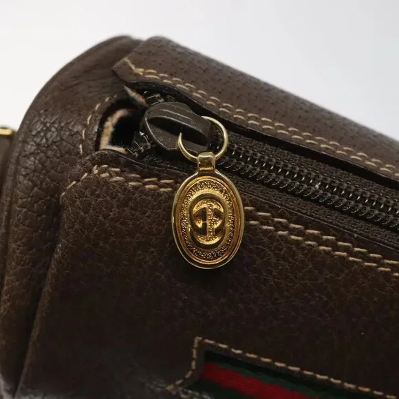 GUCCI GG Supreme Web Sherry Line Bag PVC Beige Gold 001 123 0918 Auth 115011 Shoulder Bags